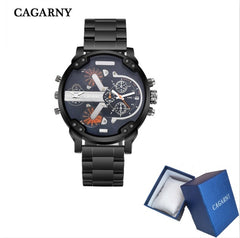 Cagarny Top Brand Luxury Watch Men Sport Quartz Clock Mens Watches Waterproof Gold Steel Wrist Watch Military Relogio Masculino