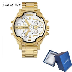 Cagarny Top Brand Luxury Watch Men Sport Quartz Clock Mens Watches Waterproof Gold Steel Wrist Watch Military Relogio Masculino