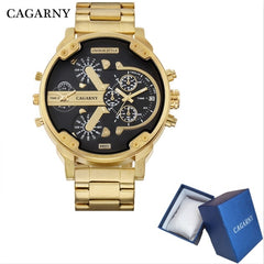 Cagarny Top Brand Luxury Watch Men Sport Quartz Clock Mens Watches Waterproof Gold Steel Wrist Watch Military Relogio Masculino
