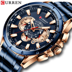 CURREN Wrist Watch Men Waterproof Chronograph Military Army Stainless Steel Male Clock Top Brand Luxury Man Sport Watches 8363