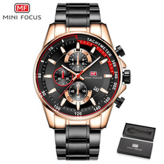 MINI FOCUS Luxury Brand Men Watches Stainless Steel Fashion Men's Wristwatch Quartz Watch Mens Waterproof Relogio Masculino Blue