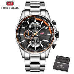 MINI FOCUS Luxury Brand Men Watches Stainless Steel Fashion Men's Wristwatch Quartz Watch Mens Waterproof Relogio Masculino Blue