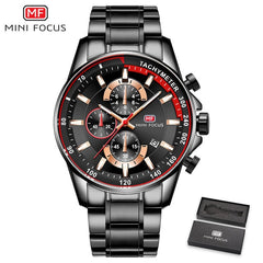 MINI FOCUS Luxury Brand Men Watches Stainless Steel Fashion Men's Wristwatch Quartz Watch Mens Waterproof Relogio Masculino Blue