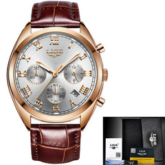 2020 LIGE Mens Watches Top Brand Luxury Waterproof 24 Hour Date Quartz Clock  Male Leather Sport Wrist Watch Relogio Masculino