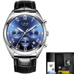 2020 LIGE Mens Watches Top Brand Luxury Waterproof 24 Hour Date Quartz Clock  Male Leather Sport Wrist Watch Relogio Masculino