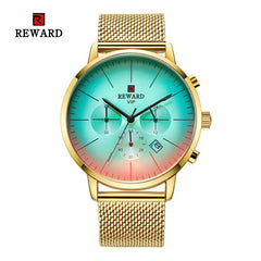 2020 New Fashion Color Bright Glass Watch Men Top Luxury Brand Chronograph Men's Stainless Steel Business Clock Men Wrist Watch