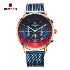 2020 New Fashion Color Bright Glass Watch Men Top Luxury Brand Chronograph Men's Stainless Steel Business Clock Men Wrist Watch
