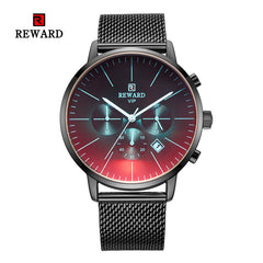 2020 New Fashion Color Bright Glass Watch Men Top Luxury Brand Chronograph Men's Stainless Steel Business Clock Men Wrist Watch