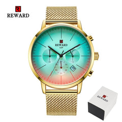 2020 New Fashion Color Bright Glass Watch Men Top Luxury Brand Chronograph Men's Stainless Steel Business Clock Men Wrist Watch