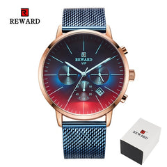 2020 New Fashion Color Bright Glass Watch Men Top Luxury Brand Chronograph Men's Stainless Steel Business Clock Men Wrist Watch