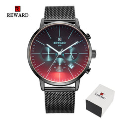 2020 New Fashion Color Bright Glass Watch Men Top Luxury Brand Chronograph Men's Stainless Steel Business Clock Men Wrist Watch
