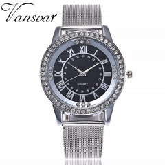 Dropshipping Women Rhinestone Watch Fashion Casual Women Silver & Rose Gold Mesh Wristwatches Gift Clock Relogio Feminino Hot