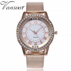 Dropshipping Women Rhinestone Watch Fashion Casual Women Silver & Rose Gold Mesh Wristwatches Gift Clock Relogio Feminino Hot