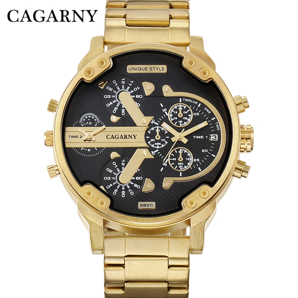 Cagarny Top Brand Luxury Watch Men Sport Quartz Clock Mens Watches Waterproof Gold Steel Wrist Watch Military Relogio Masculino