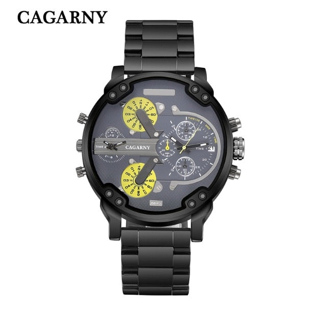 Cagarny Top Brand Luxury Watch Men Sport Quartz Clock Mens Watches Waterproof Gold Steel Wrist Watch Military Relogio Masculino
