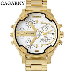 Cagarny Top Brand Luxury Watch Men Sport Quartz Clock Mens Watches Waterproof Gold Steel Wrist Watch Military Relogio Masculino