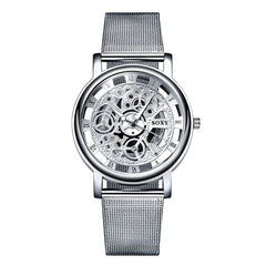 SOXY Watch 2019 Skeleton Wrist Watch Men Simple Style Mesh Belt Men Women Unisex Quartz Watches Hollow Watches relogio masculino