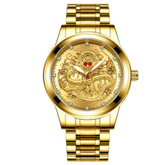 Fashion Men Watch Golden Mens Watches Top Brand Luxury Waterproof Full Steel Quartz Dragon Clock Male 2020 Relogio Masculino