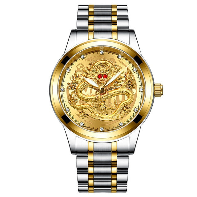 Fashion Men Watch Golden Mens Watches Top Brand Luxury Waterproof Full Steel Quartz Dragon Clock Male 2020 Relogio Masculino